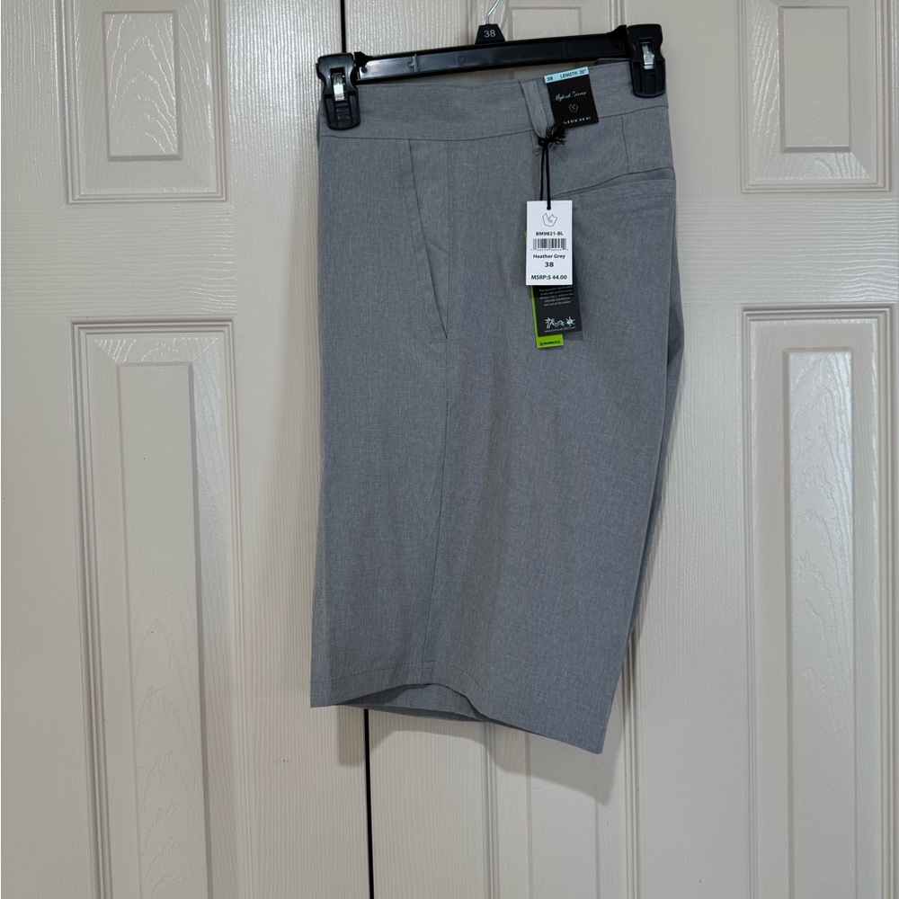 Burnside Men's Stretch Walkshort Hybrid Shorts Heather Gray Size 38 NWT $44.00